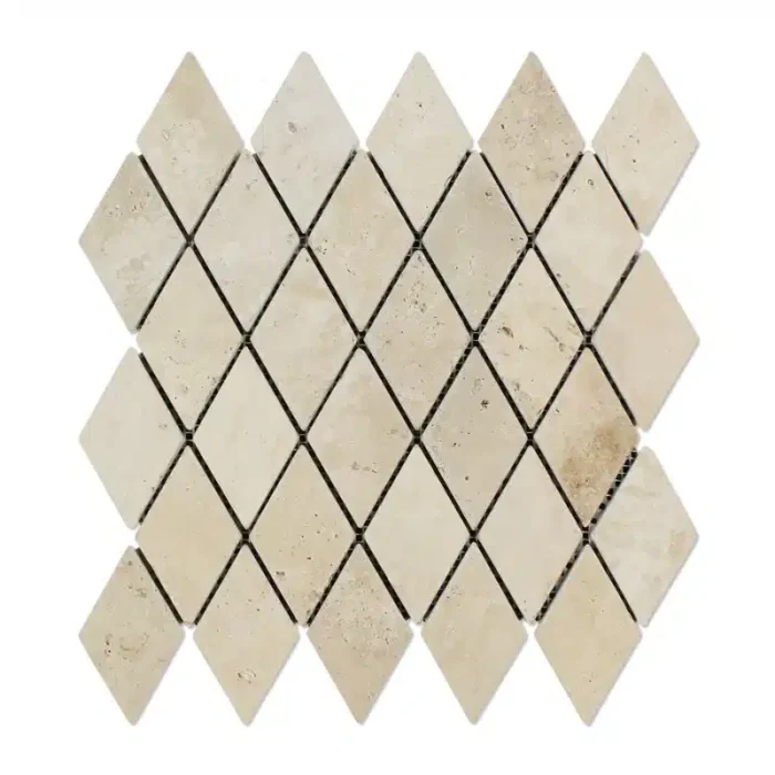 Ivory Travertine Diamond Mosaic 5 SF Per Box